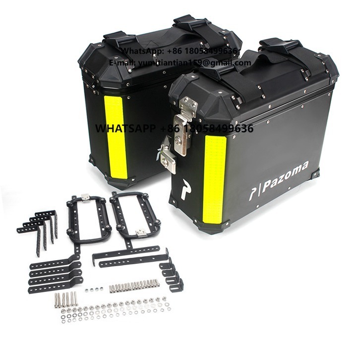 Motorcycle Saddlebags Hard Luggage Panniers - 2個入り アルミ製サイドパニアボックス オートバイサドルハードラゲッジ サドルバッグ リアトランク カワサキ