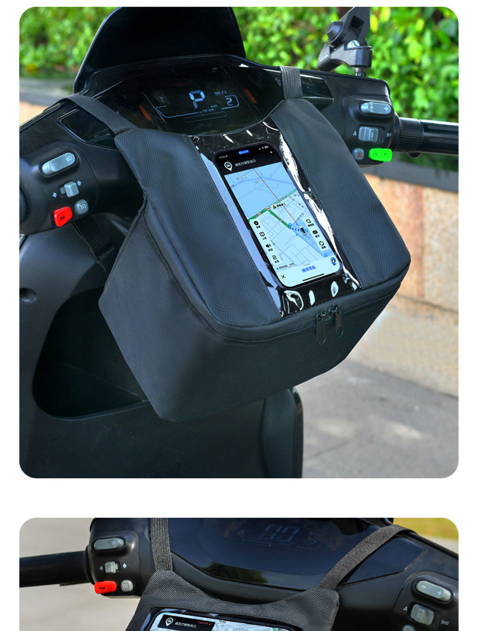 Waterproof Motorcycle Handlebar Bag Pouch - オートバイフロントダッシュバッグ吊り下げ式タッチスクリーン対応スマホGPSポーチ防水ハンドルバーマウントタンク代替収納バッグ