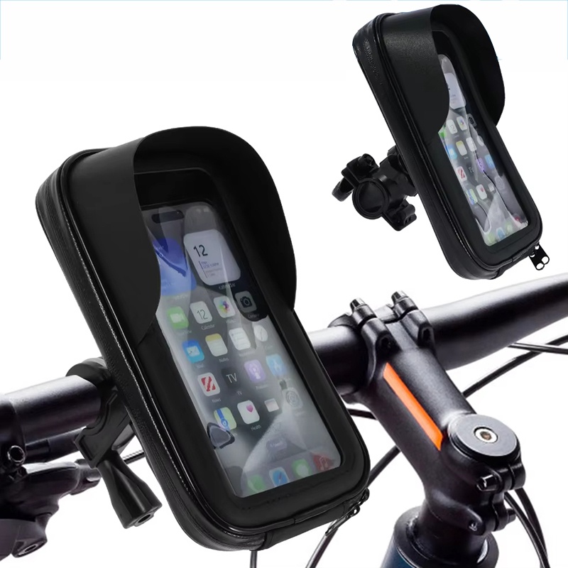 Waterproof Motorcycle Handlebar Bag Pouch - バイク用スマホスタンドバッグ、オートバイハンドルバー防水ポーチ、タッチスクリーンGPSナビゲーションブラケット（iPhone、Xiaomi、Huawei対応）、ライディング用