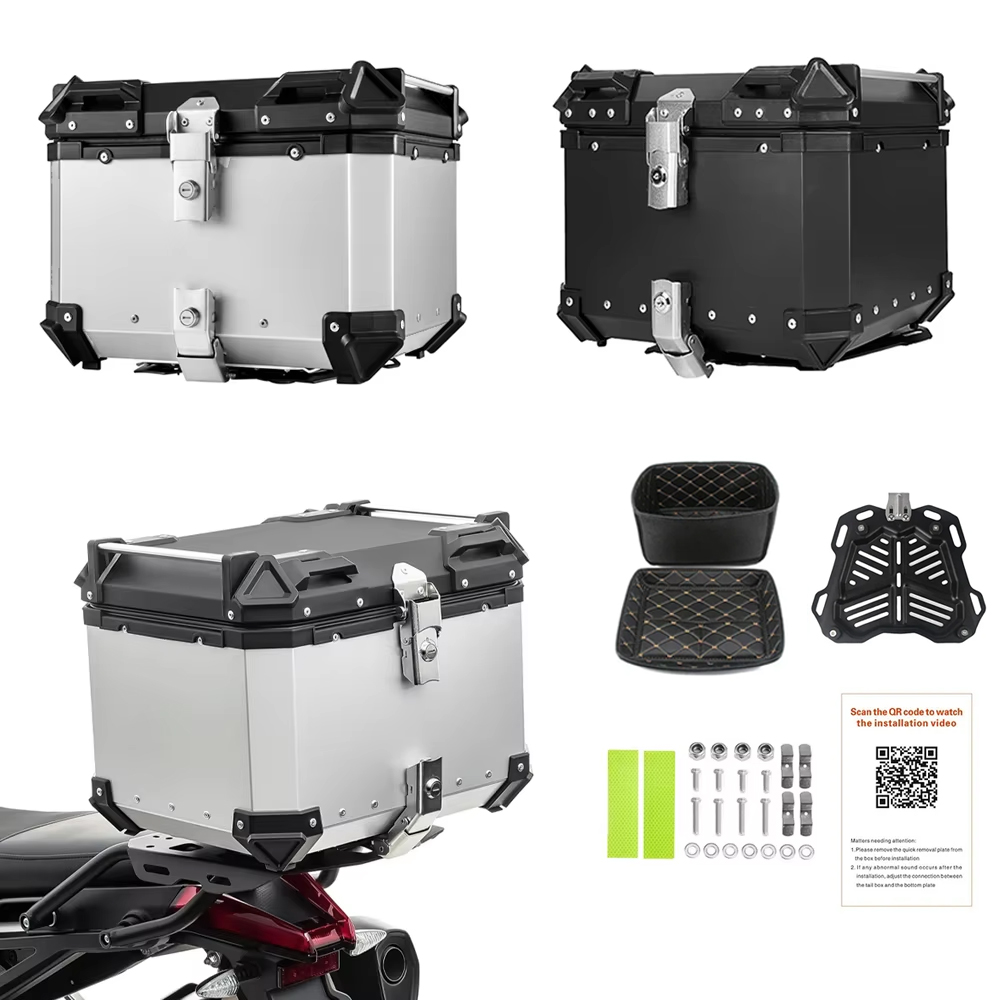 Aluminum Top Case Luggage Box 45L 55L - オートバイアルミボックス バイクリアラゲッジトランク 28L 36L 45L 55L