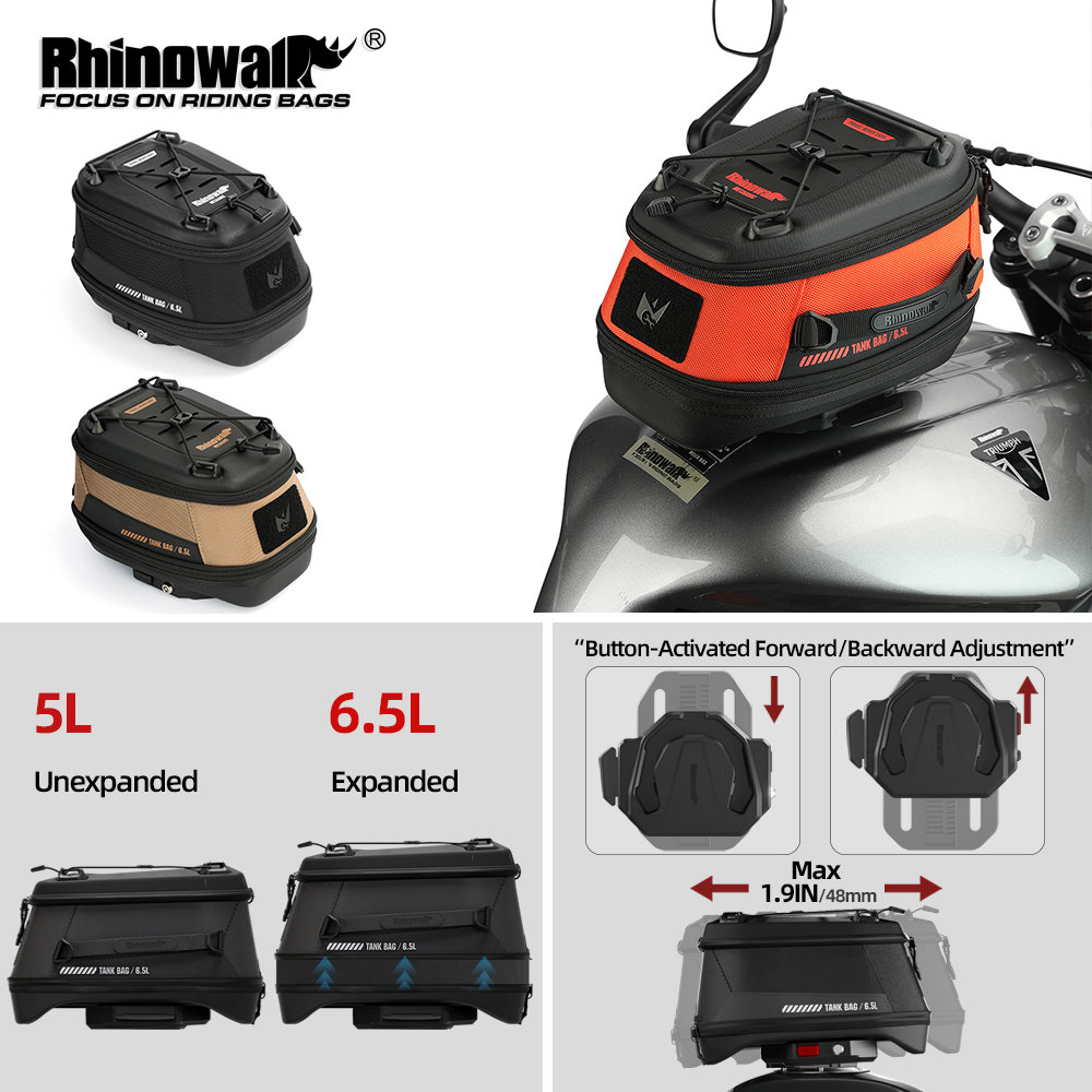 Motorcycle Tank Bag Magnetic Quick Release - Rhinowalk オートバイ磁気タンクバッグ 6.5L クイックリリースバイク荷物レインカバー付きオートバイアクセサリー BMW KTM用