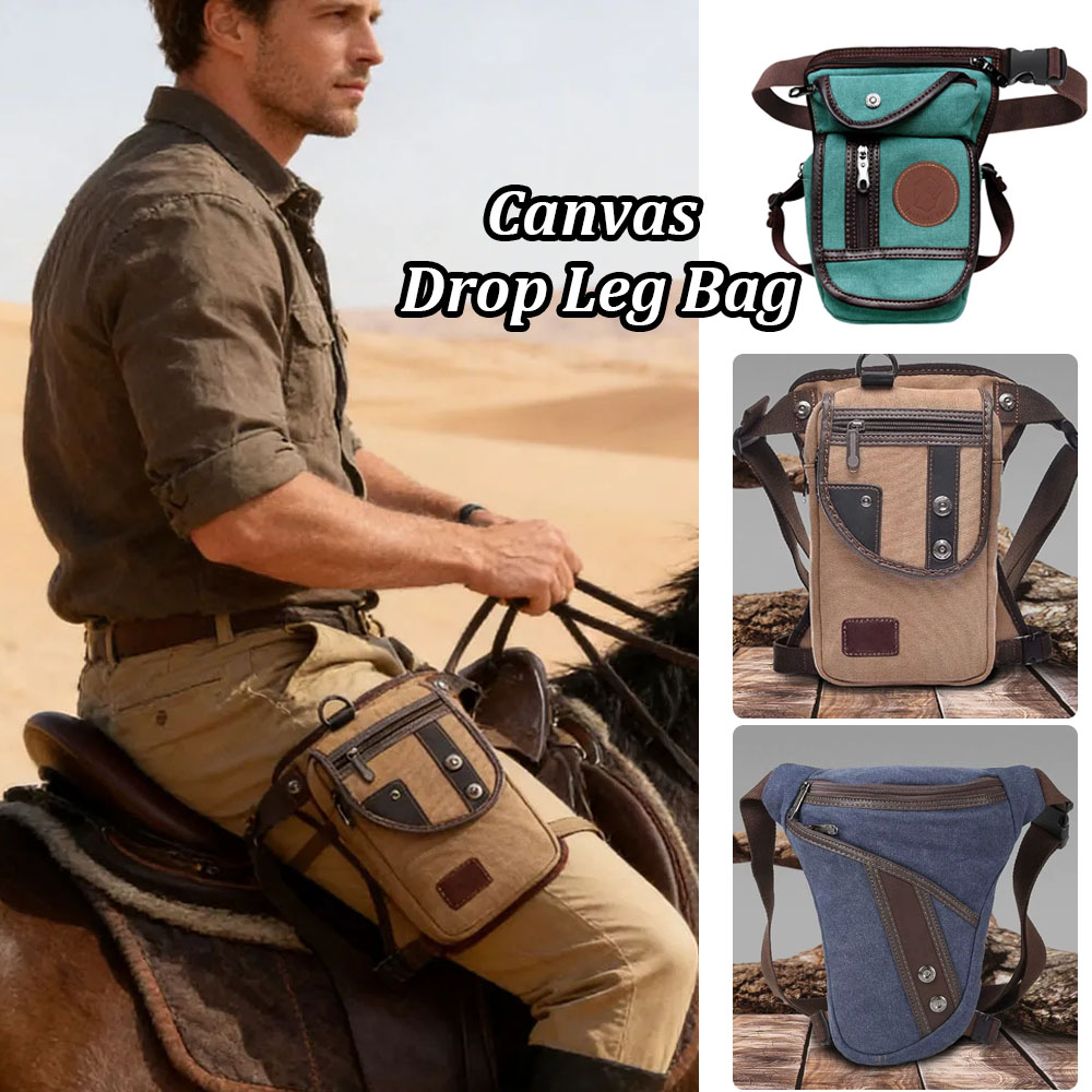 Motorcycle Leg Bag Drop Thigh Pouch - キャンバスドロップレッグバッグアウトドアウエストパック男性女性用オートバイサイクリングマルチポケットウエストファニーポーチ旅行ハイキング太ももバッグ