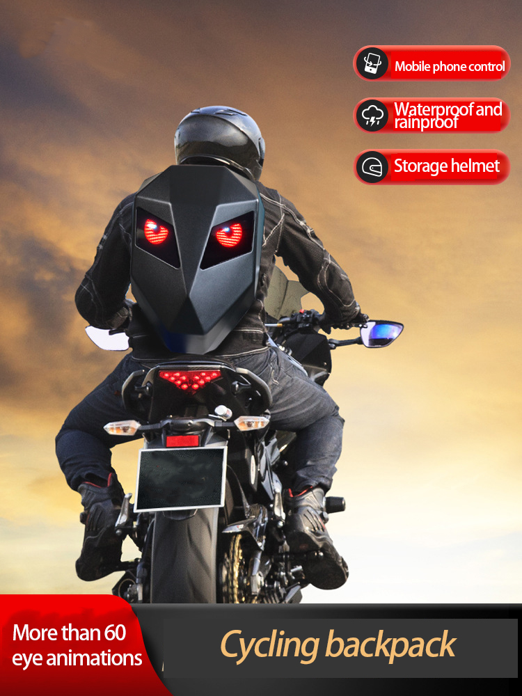 Motorcycle Helmet Backpack Waterproof Led - バイク用バックパック、バックパック、LEDライト付き防水ライディングフルヘルメットバッグ、シンプルでクールでおしゃれなライディングバッグ
