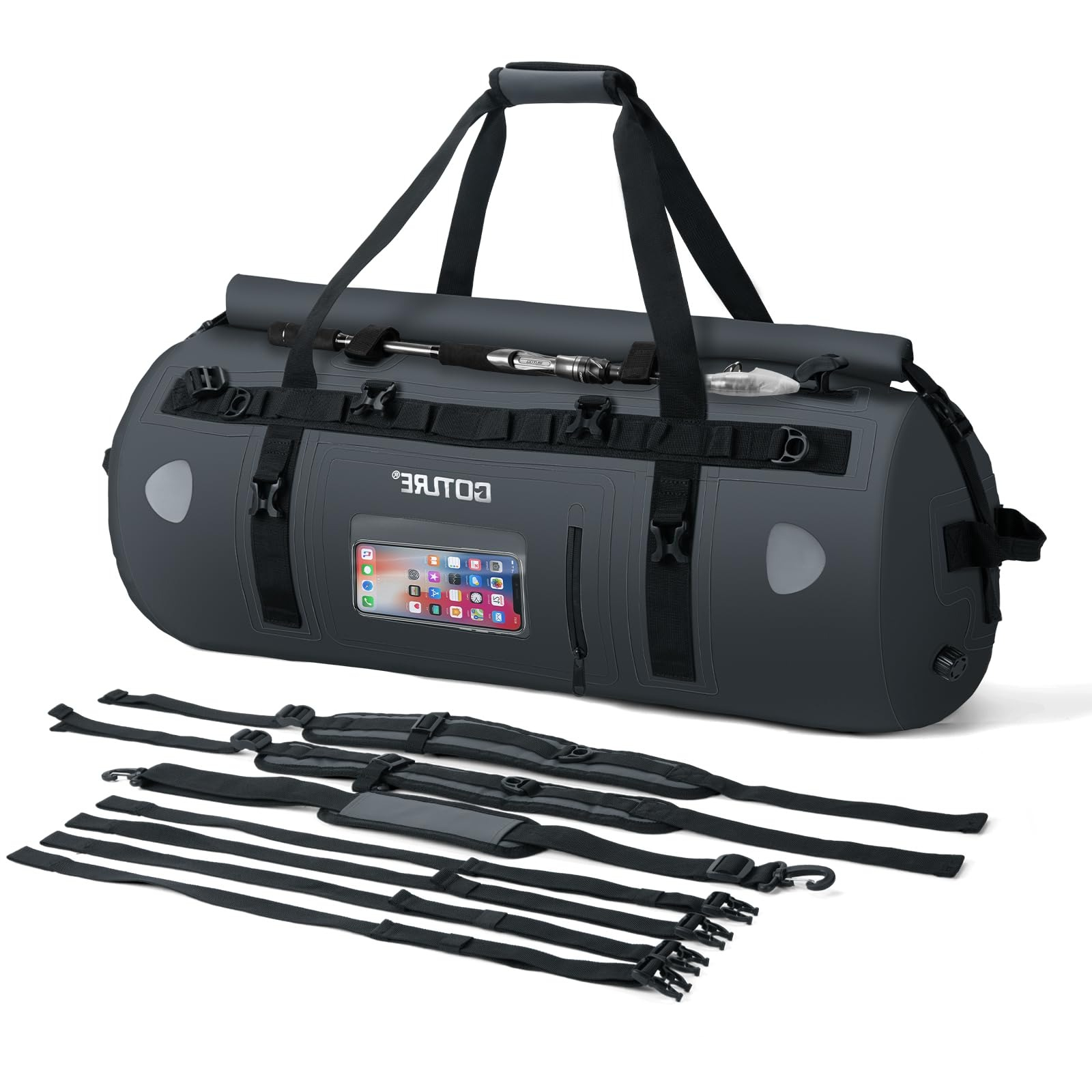 Motorcycle Tail Bag Waterproof Roll Top - ゴチュール バイク用ドライバッグ 防水ダッフル＆ラゲッジテールバッグ サドルバッグ 透明ポケット付き ロールトップクロージャー