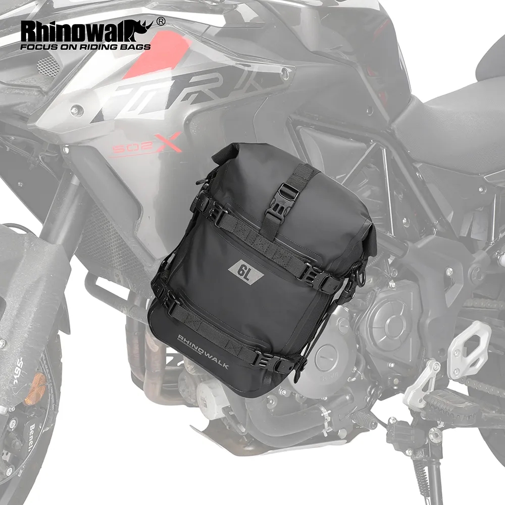 Motorcycle Crash Bar Waterproof Dry Bag - Rhinowalk オートバイクラッシュバードライバッグ 100% 防水モーターバンパーバッグ 6L 大容量屋外パニアタンクサイドバッグツールパック