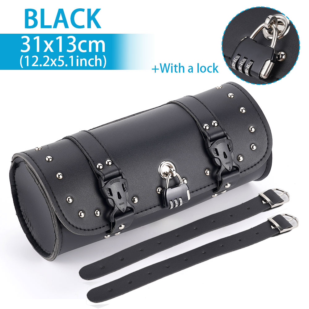 Waterproof Motorcycle Handlebar Bag Pouch - 防水ラゲッジバッグ,フェイクレザー収納バッグ,バイクバックパック,ハンドルバー,サイドウィンドウ,ブラック