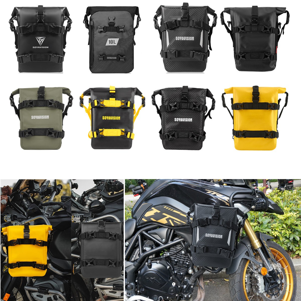 Motorcycle Crash Bar Waterproof Dry Bag - ADVバイク用クラッシュバーバッグ 8L 9L 10L 12L 13L