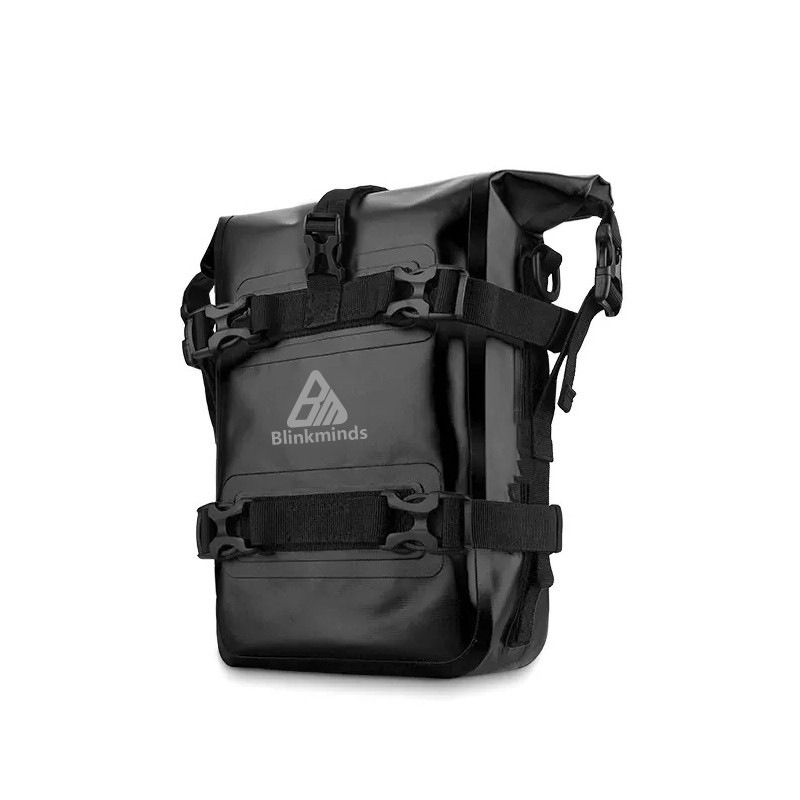 Motorcycle Crash Bar Waterproof Dry Bag - 防水仕様のバイクフレーム用クラッシュバーバッグ。丈夫なPVC素材を使用したロールアップ式の防水バッグ。複数のストラップでしっかりと固定できるバイク用収納ポーチ。