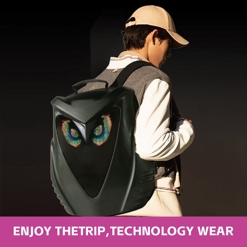 Motorcycle Helmet Backpack Waterproof Led - LED アイバックパック男性用ハードシェルオートバイサイクリングヘルメットバッグバックパック女性用スクールバッグビジネスラップトップバックパック