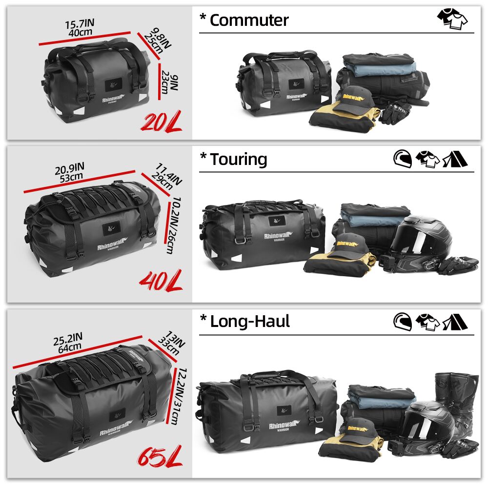 ライノウォーク オートバイ テールバッグ エアバルブ付き ロ - Motorcycle Tail Bag Waterproof Roll Top のレビューと価格