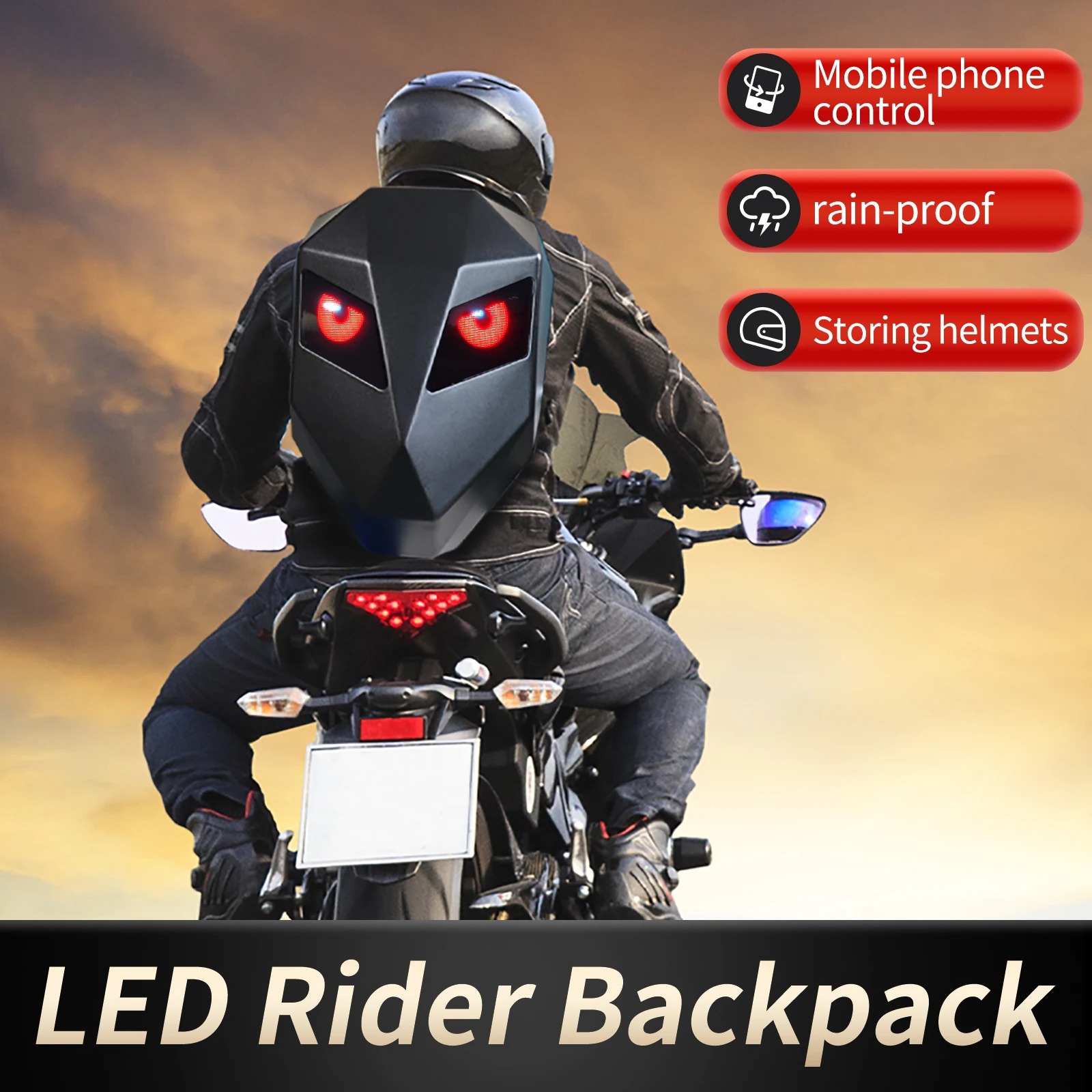 LEDナイトサイクリングバックパック、バイクヘルメット対応、 - Motorcycle Helmet Backpack Waterproof Led のレビューと価格
