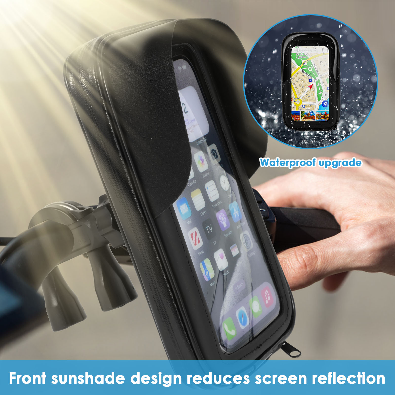 バイク用スマホスタンドバッグ、オートバイハンドルバー防水ポー - Waterproof Motorcycle Handlebar Bag Pouch のレビューと価格