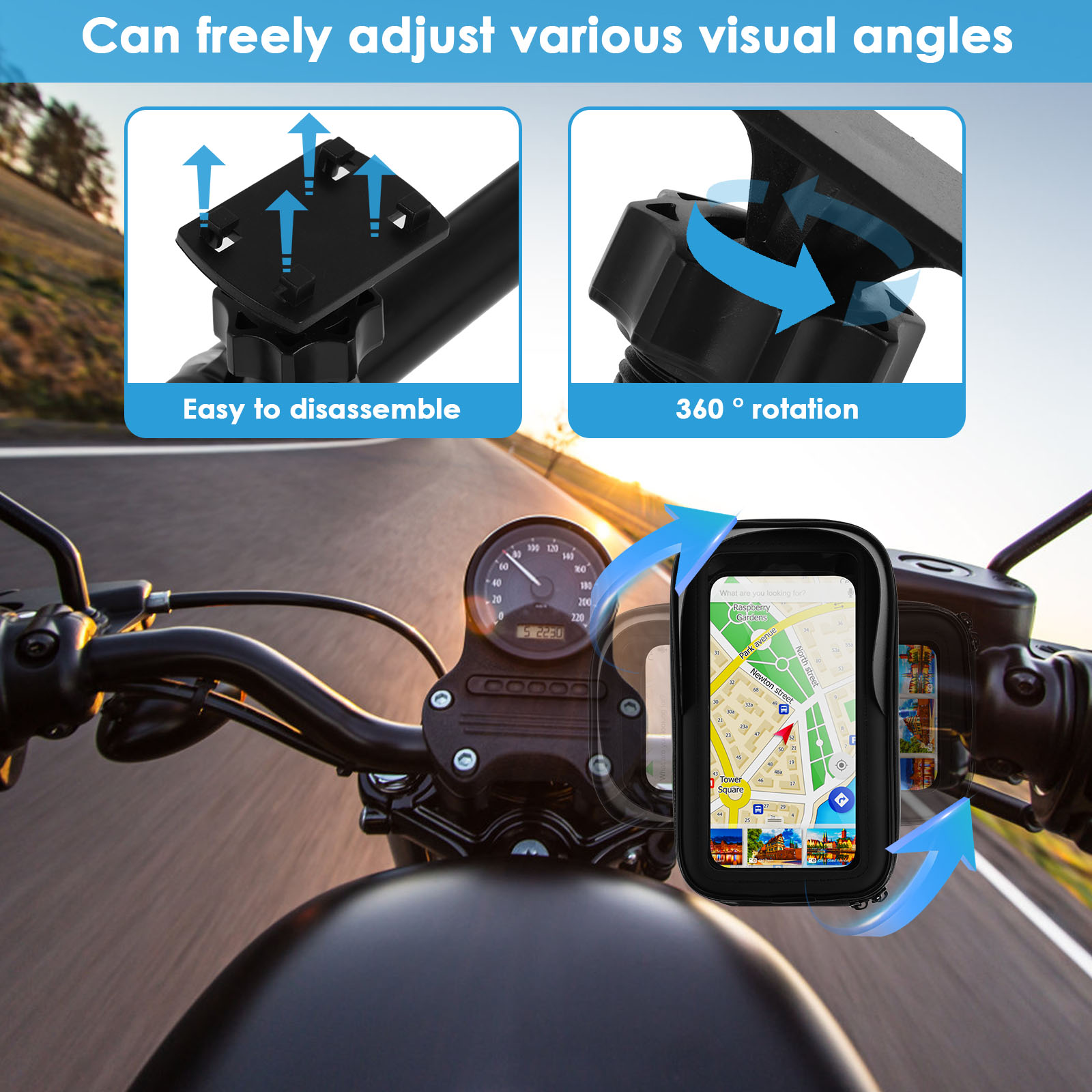 バイク用スマホホルダーバッグ タッチスクリーン 防水 サイク - Waterproof Motorcycle Handlebar Bag Pouch のレビューと価格