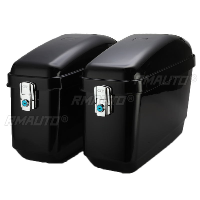 1ペア ユニバーサル 30L ブラック/ホワイト オートバイ - Motorcycle Saddlebags Hard Luggage Panniers のレビューと価格