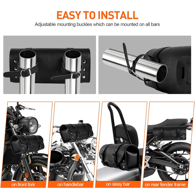 オートバイツールバッグ防水ハンドルバーロールバッグフロントフ - Waterproof Motorcycle Handlebar Bag Pouch のレビューと価格