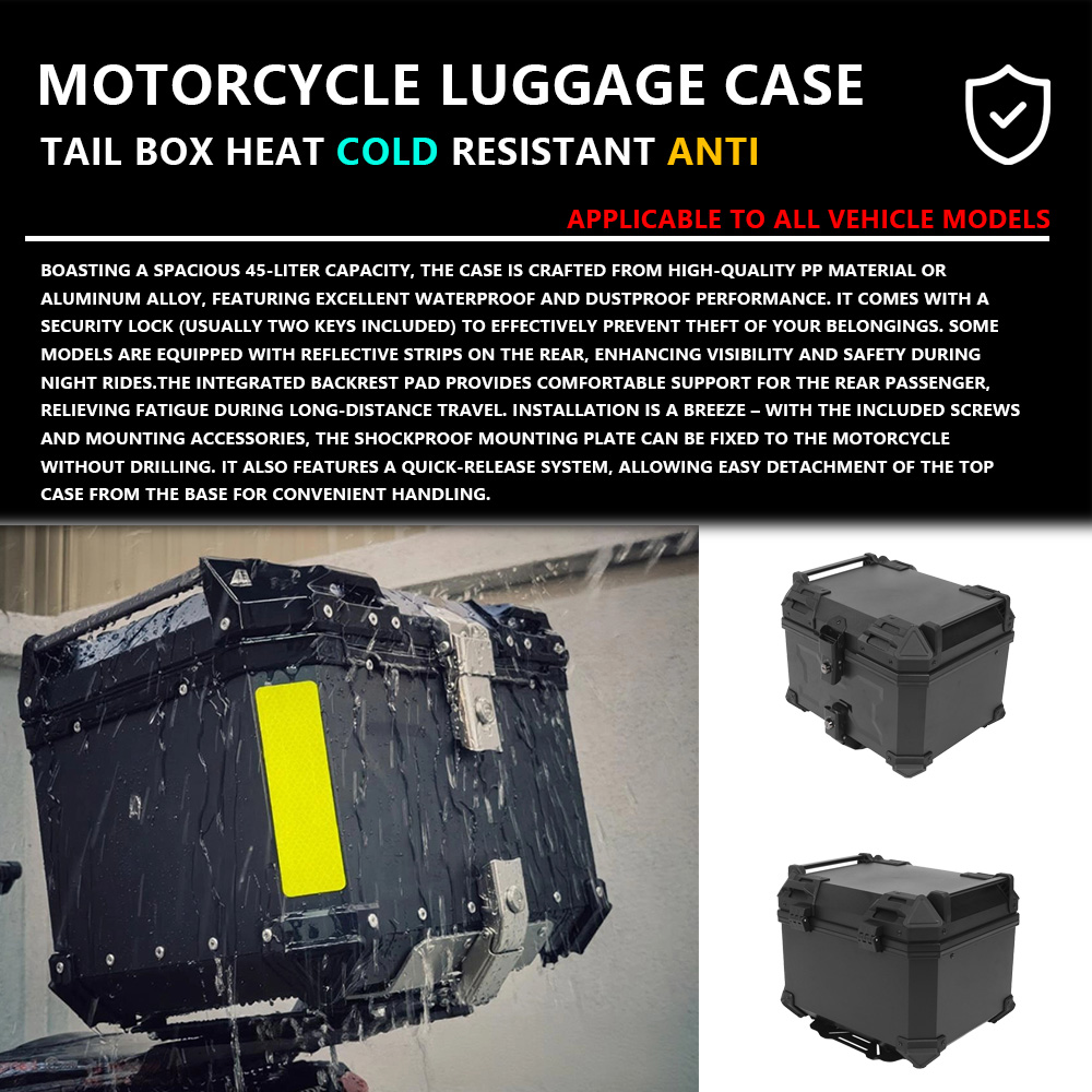 バイク収納ボックス トップボックス テールボックス トランク - Aluminum Top Case Luggage Box 45L 55L のレビューと価格