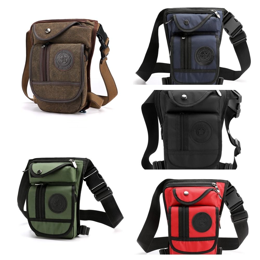 メンズ用キャンバス製ウエストバッグ、太ももに装着できるポーチ - Motorcycle Leg Bag Drop Thigh Pouch のレビューと価格