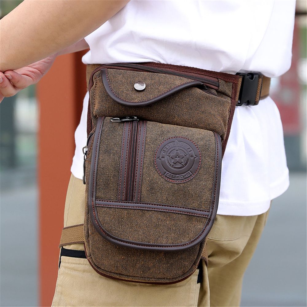 メンズ用キャンバス製ウエストバッグ、太ももに装着できるポーチ - Motorcycle Leg Bag Drop Thigh Pouch のレビューと価格