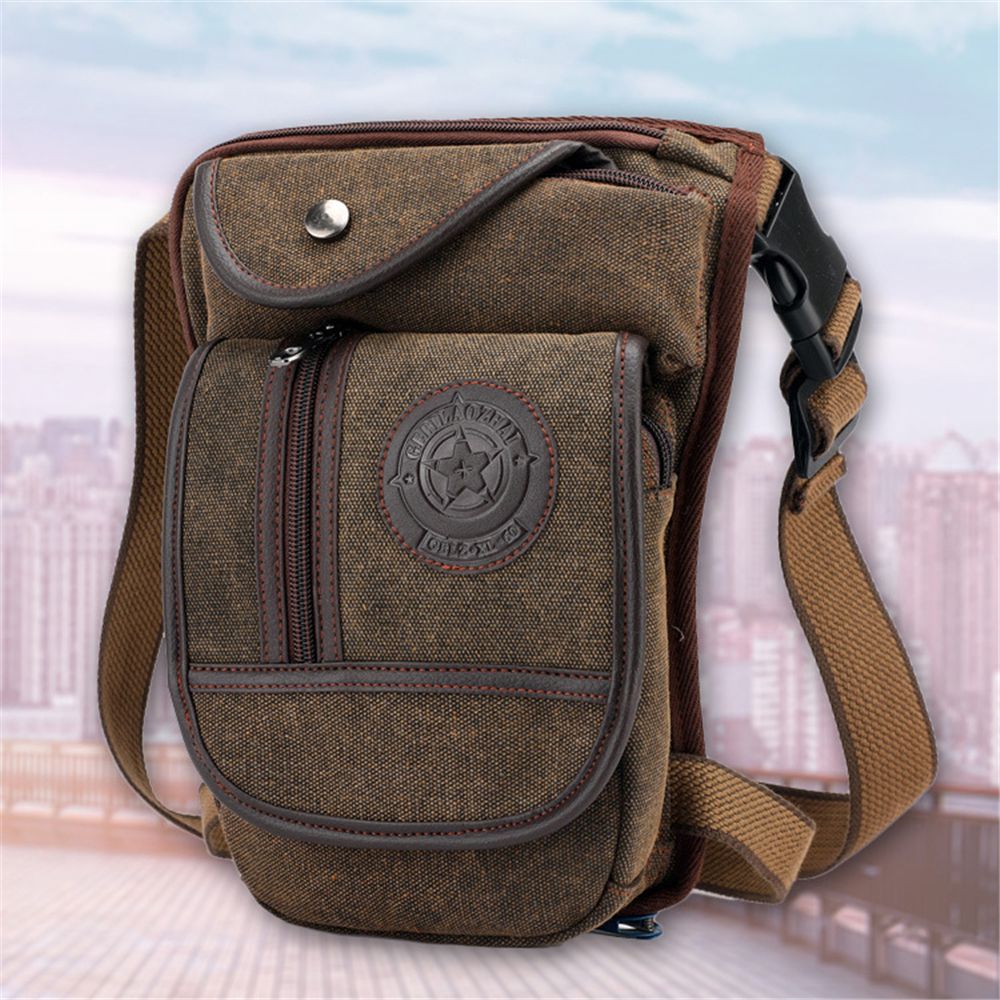メンズ用キャンバス製ウエストバッグ、太ももに装着できるポーチ - Motorcycle Leg Bag Drop Thigh Pouch のレビューと価格