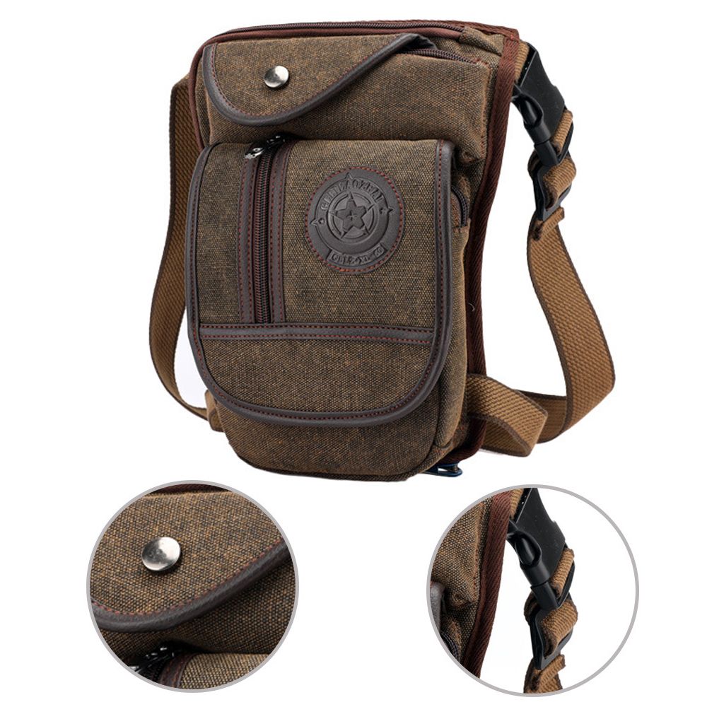 メンズ用キャンバス製ウエストバッグ、太ももに装着できるポーチ - Motorcycle Leg Bag Drop Thigh Pouch のレビューと価格