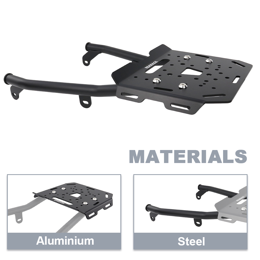 オートバイリアラゲッジラックキャリアケース トップボックスサ - Motorcycle Luggage Rack Rear Carrier Steel のレビューと価格