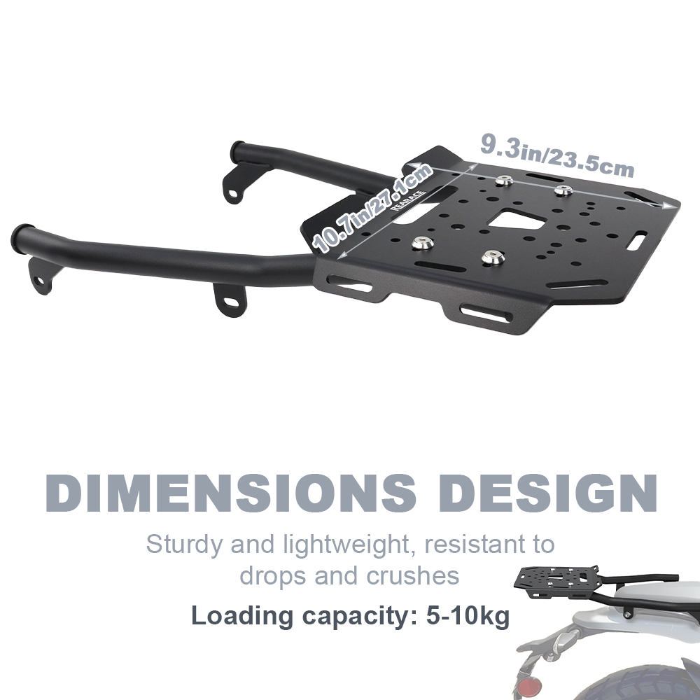 オートバイリアラゲッジラックキャリアケース トップボックスサ - Motorcycle Luggage Rack Rear Carrier Steel のレビューと価格