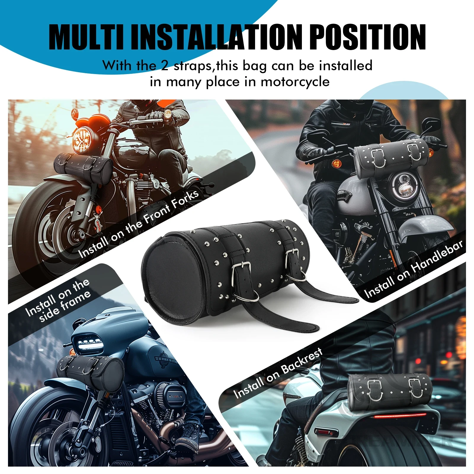 オートバイフロントフォークツールテールバッグPUレザーポーチ - Waterproof Motorcycle Handlebar Bag Pouch のレビューと価格