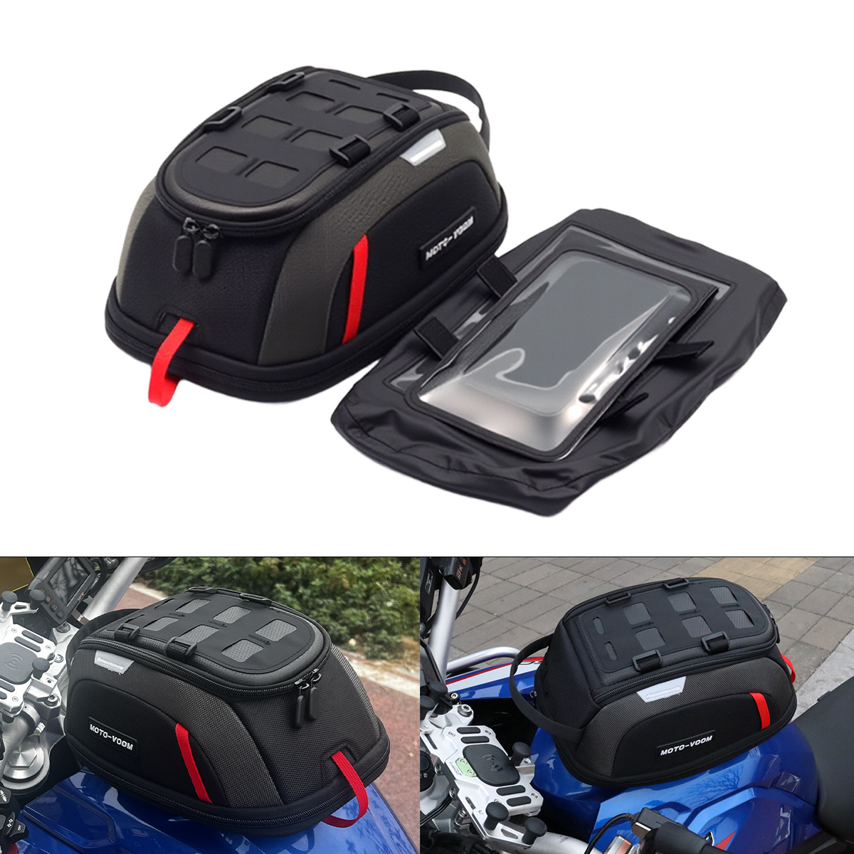 バイク燃料タンクバッグポータブルカード電話ユニバーサルツール - Motorcycle Tank Bag Magnetic Quick Release のレビューと価格