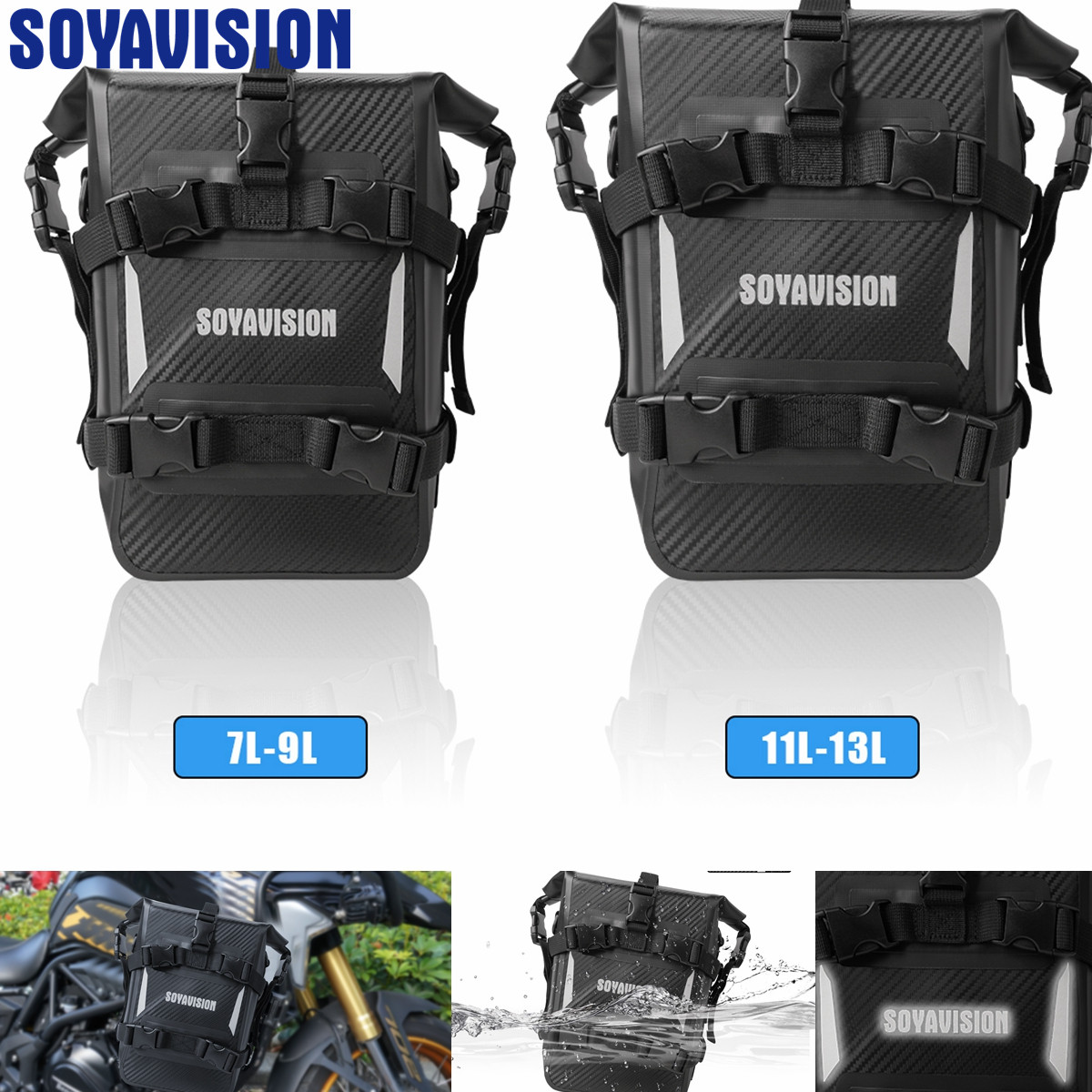 反射オートバイドライバッグバンパークラッシュバーバッグ 7L - Motorcycle Crash Bar Waterproof Dry Bag のレビューと価格