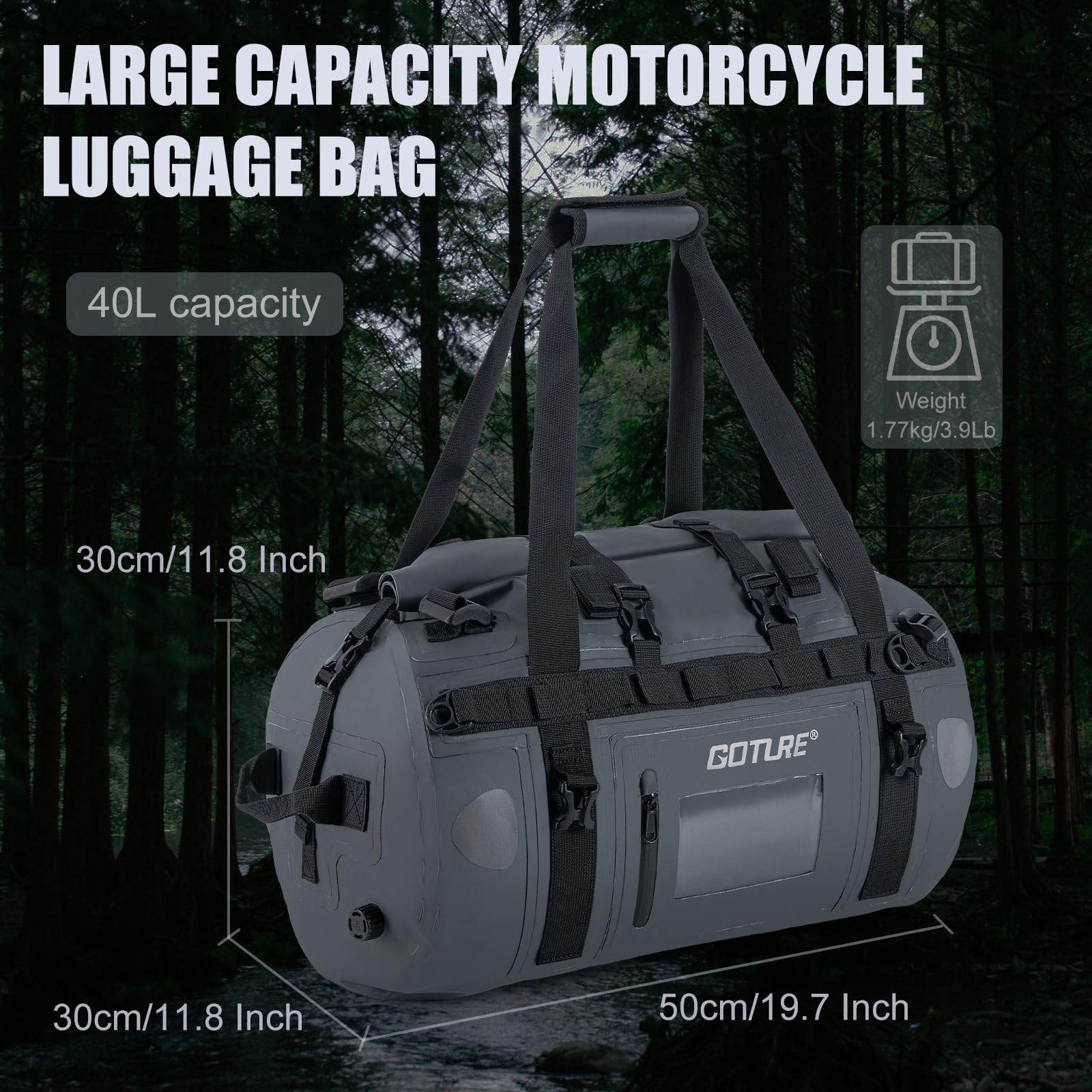 ゴチュール バイク用ドライバッグ 防水ダッフル＆ラゲッジテー - Motorcycle Tail Bag Waterproof Roll Top のレビューと価格