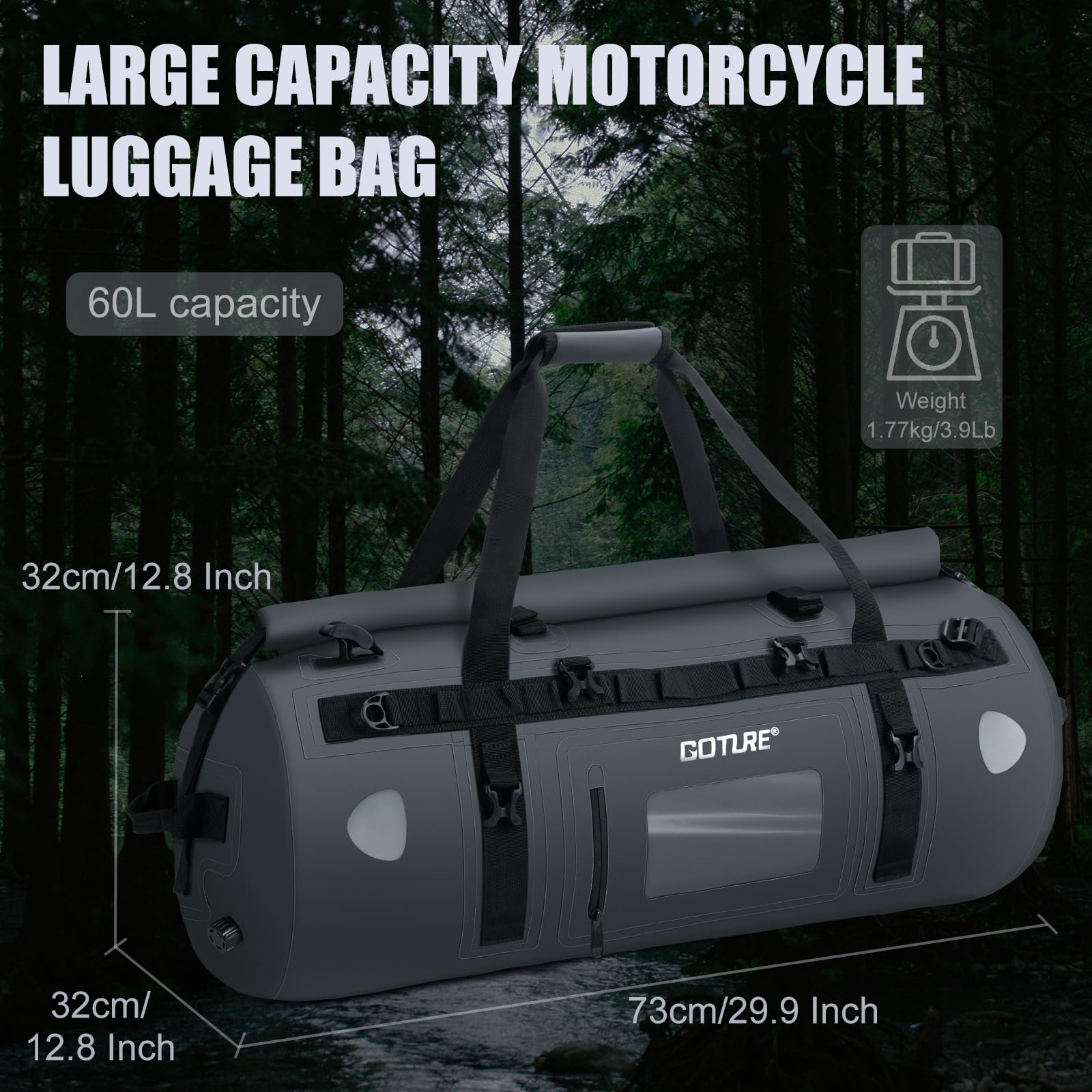 ゴチュール バイク用ドライバッグ 防水ダッフル＆ラゲッジテー - Motorcycle Tail Bag Waterproof Roll Top のレビューと価格