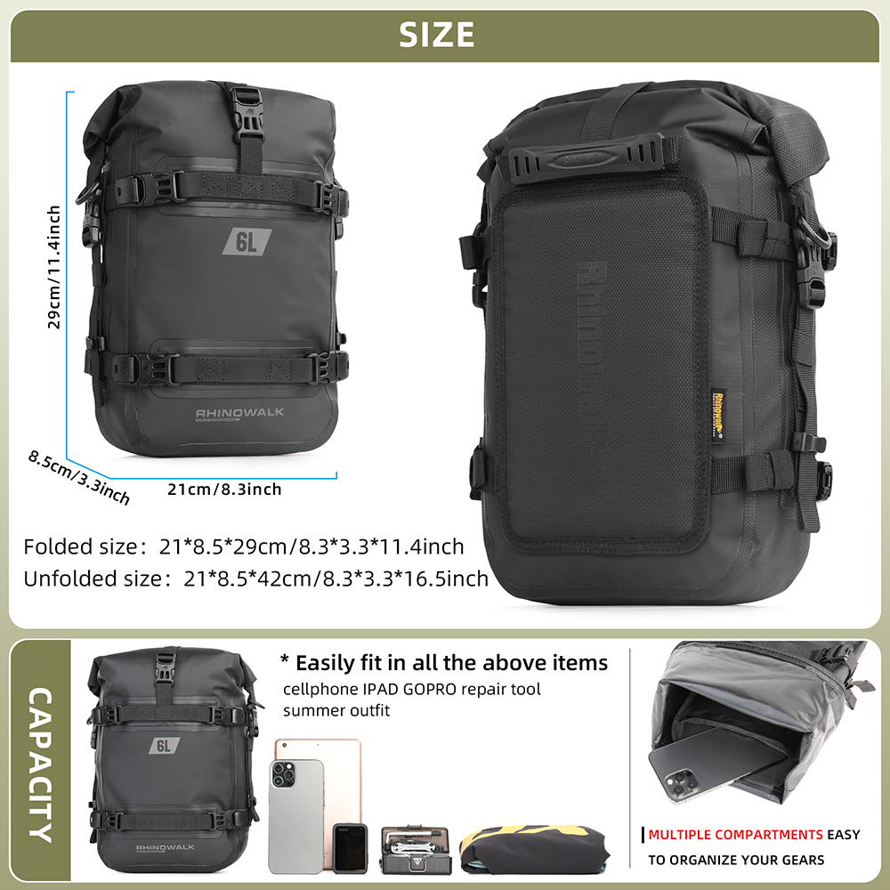 Rhinowalk 2個セット オートバイ クラッシュバーバ - Motorcycle Crash Bar Waterproof Dry Bag のレビューと価格