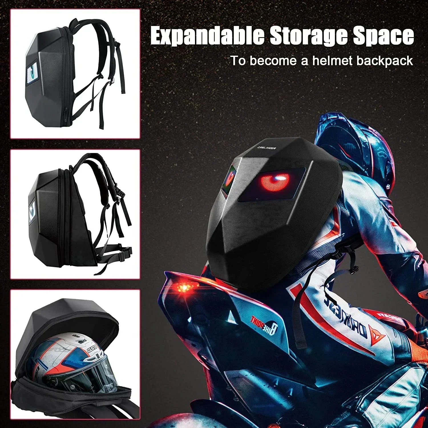 ナイトサイクリングLEDバックパック、アイモーターサイクルヘ - Motorcycle Helmet Backpack Waterproof Led のレビューと価格