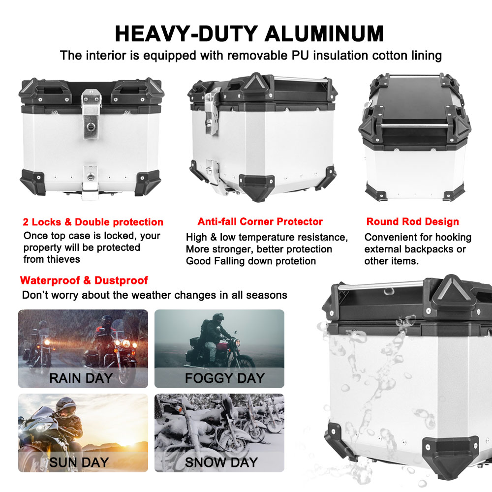 45L、55L、65Lの汎用型トップボックス。BMW R12 - Aluminum Top Case Luggage Box 45L 55L のレビューと価格