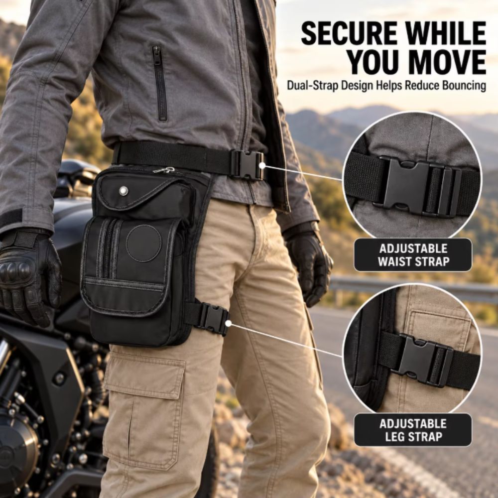 メンズ用キャンバス製ドロップレッグバッグ。ナイロン製で、調整 - Motorcycle Leg Bag Drop Thigh Pouch のレビューと価格