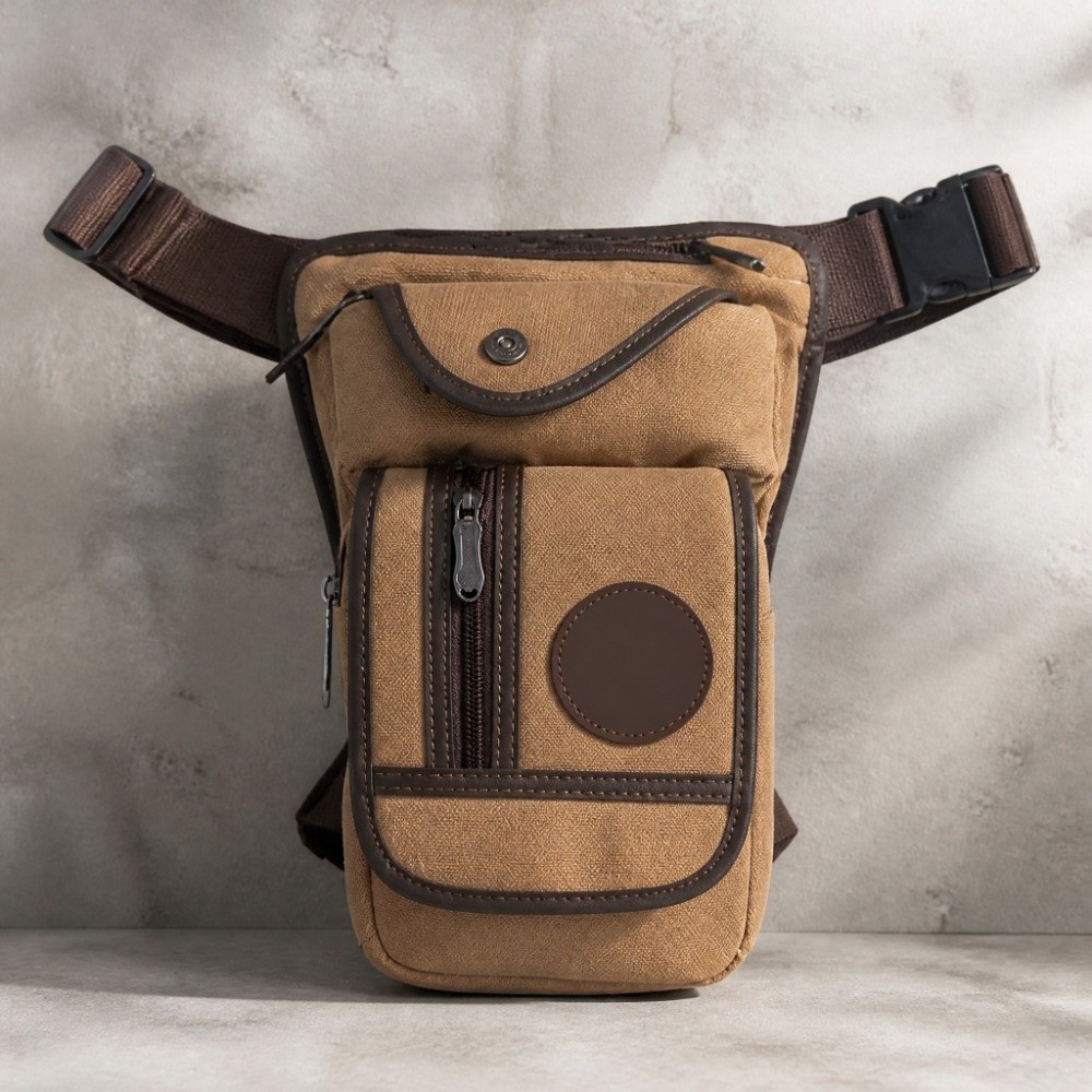 メンズ用キャンバス製ドロップレッグバッグ。ナイロン製で、調整 - Motorcycle Leg Bag Drop Thigh Pouch のレビューと価格