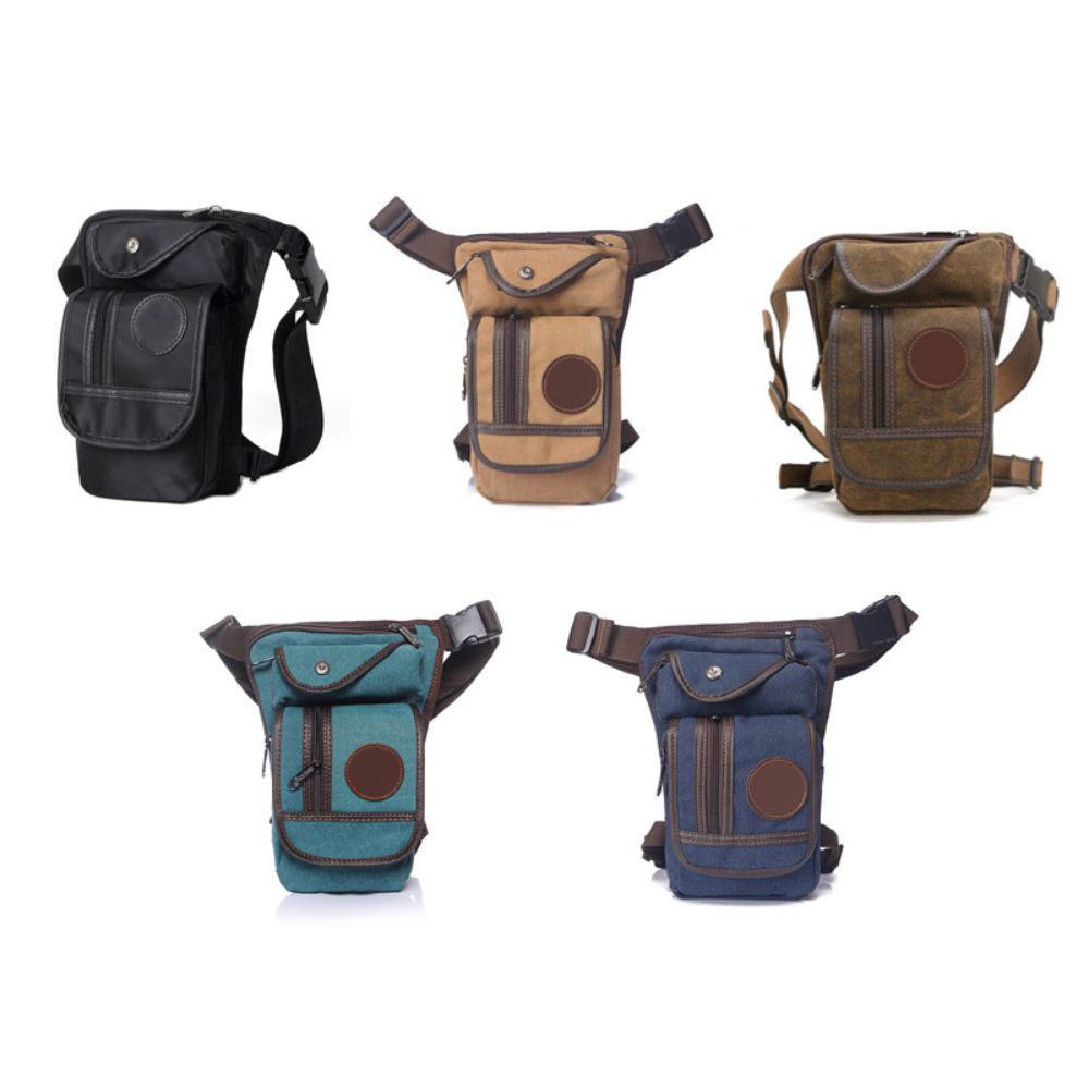 メンズ用キャンバス製ドロップレッグバッグ。ナイロン製で、調整 - Motorcycle Leg Bag Drop Thigh Pouch のレビューと価格