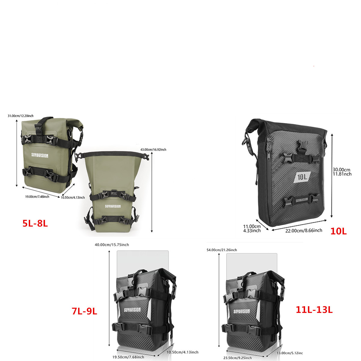 ADVバイク用クラッシュバーバッグ 8L 9L 10L 12 - Motorcycle Crash Bar Waterproof Dry Bag のレビューと価格