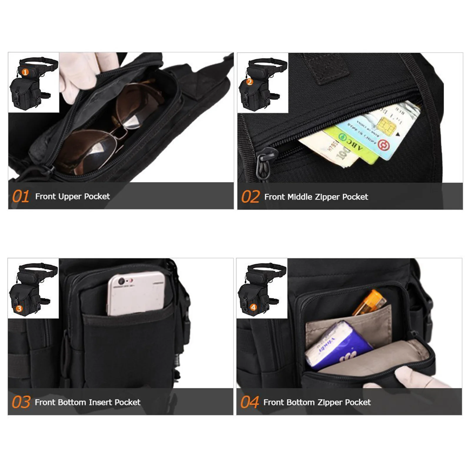 戦術的なドロップレッグポーチバッグ太ももバッグパックウエスト - Motorcycle Leg Bag Drop Thigh Pouch のレビューと価格