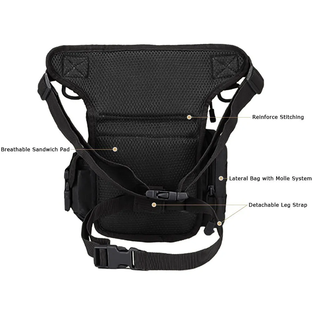 戦術的なドロップレッグポーチバッグ太ももバッグパックウエスト - Motorcycle Leg Bag Drop Thigh Pouch のレビューと価格