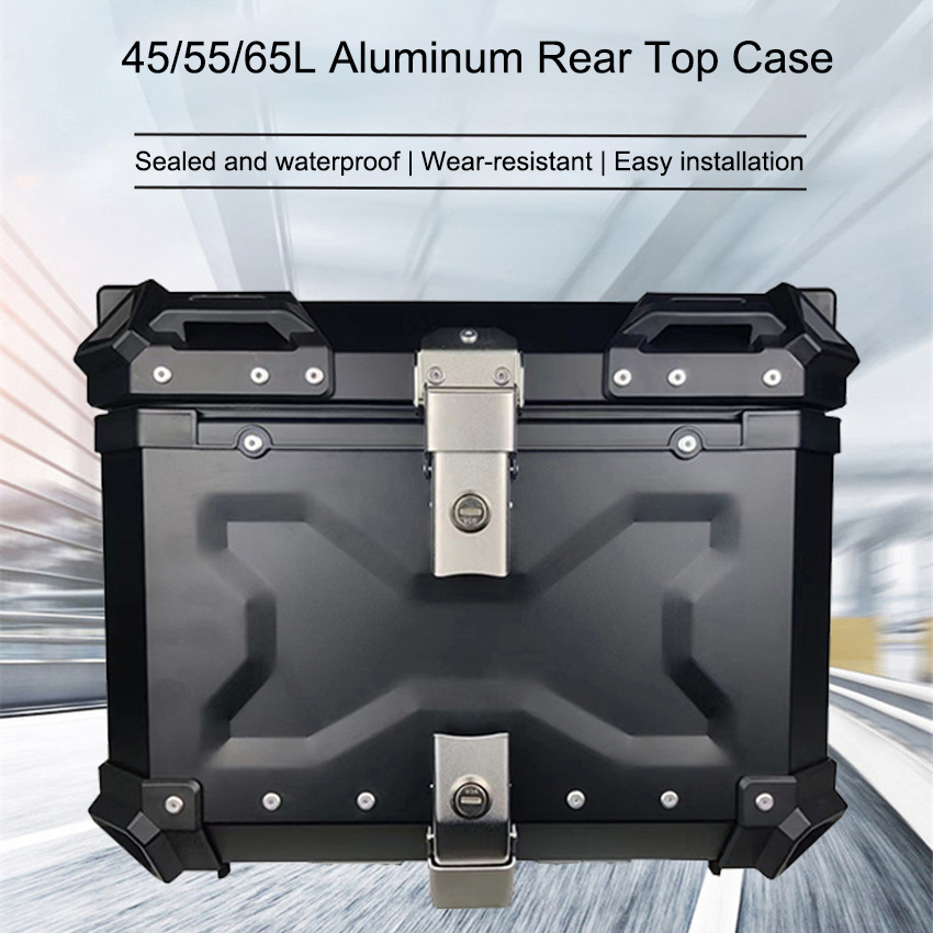 オートバイリアトップケース モト荷物収納テールボックス 防水 - Aluminum Top Case Luggage Box 45L 55L のレビューと価格