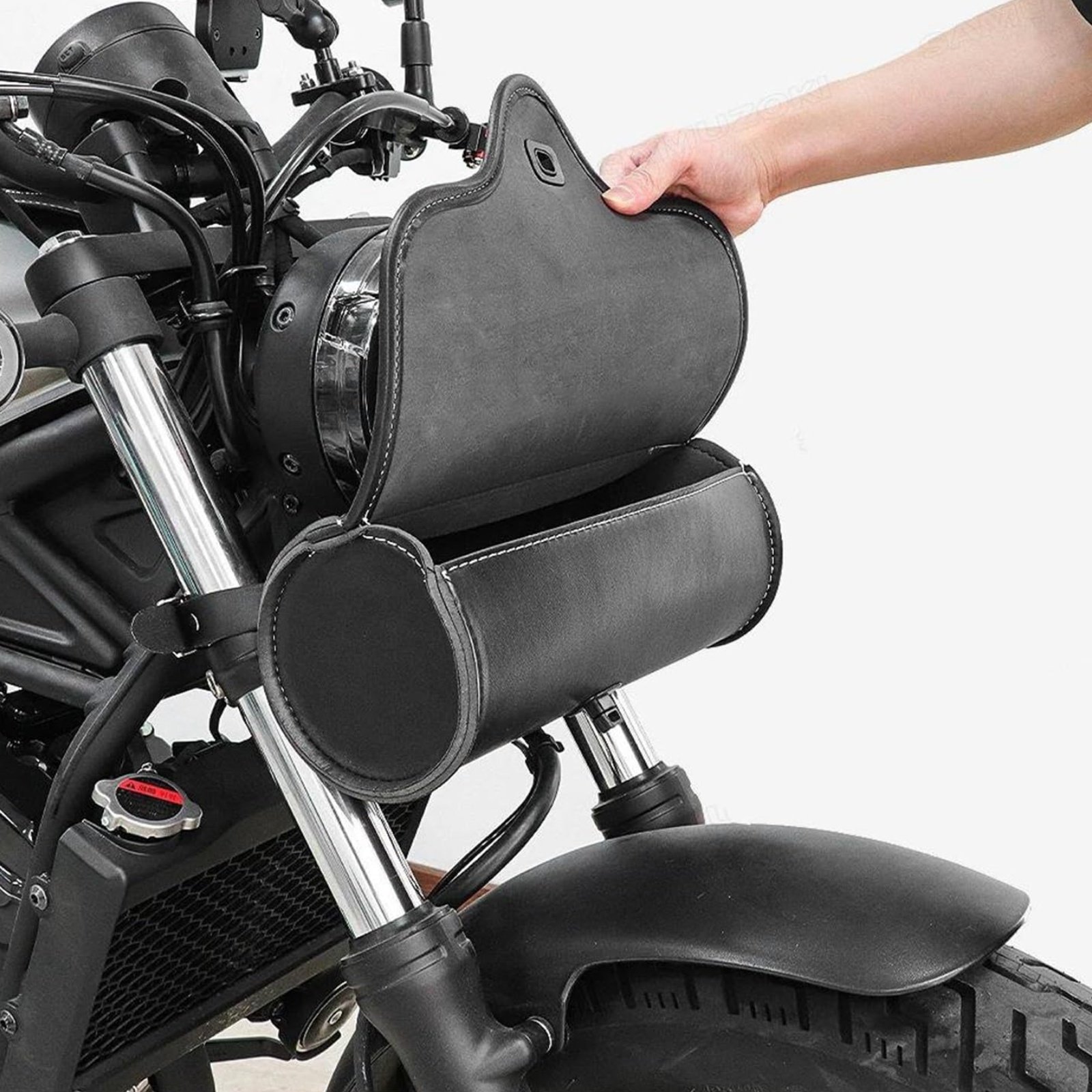 ヴィンテージレザーバイクバッグ耐摩耗性ヴィンテージレザーハン - Waterproof Motorcycle Handlebar Bag Pouch のレビューと価格
