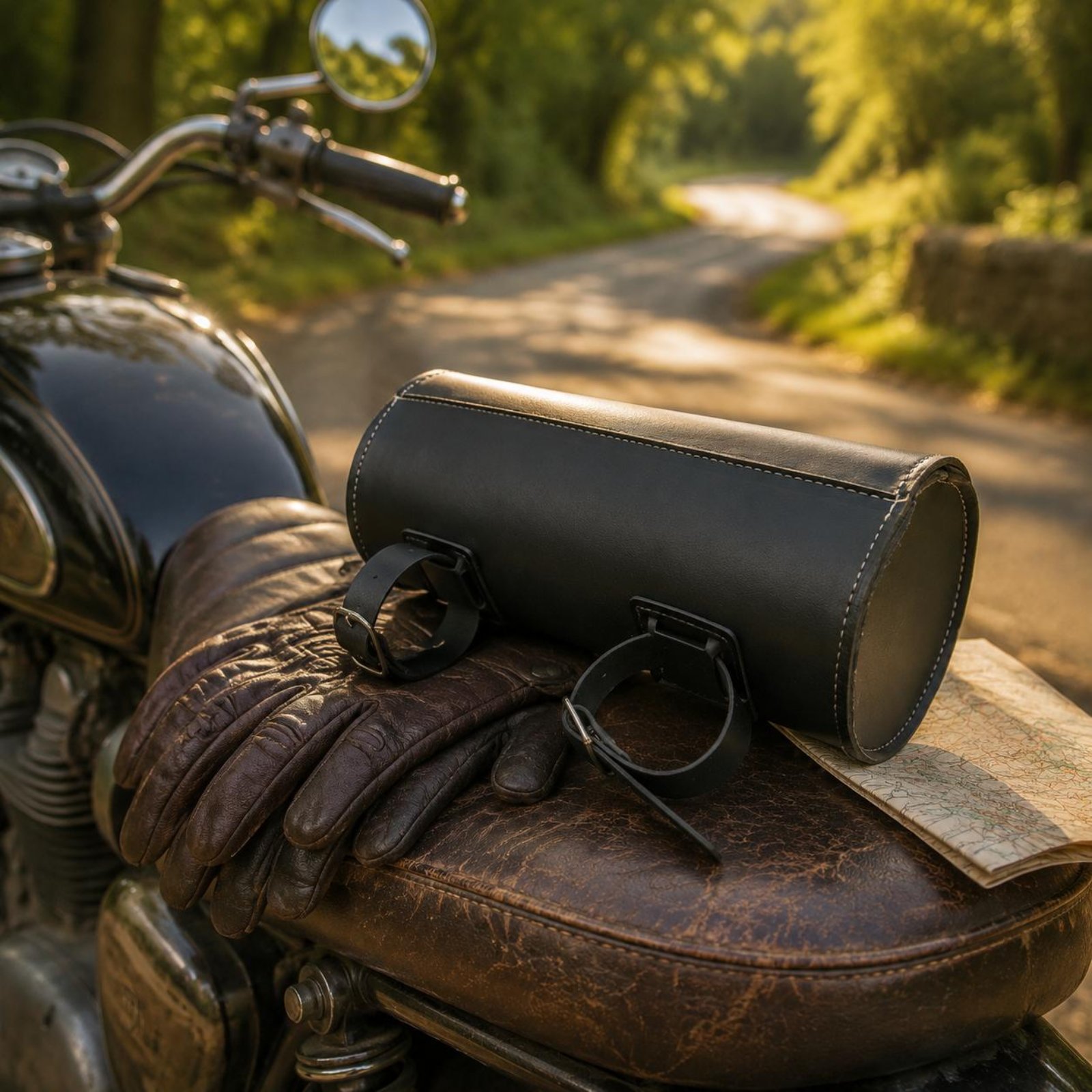 ヴィンテージレザーバイクバッグ耐摩耗性ヴィンテージレザーハン - Waterproof Motorcycle Handlebar Bag Pouch のレビューと価格