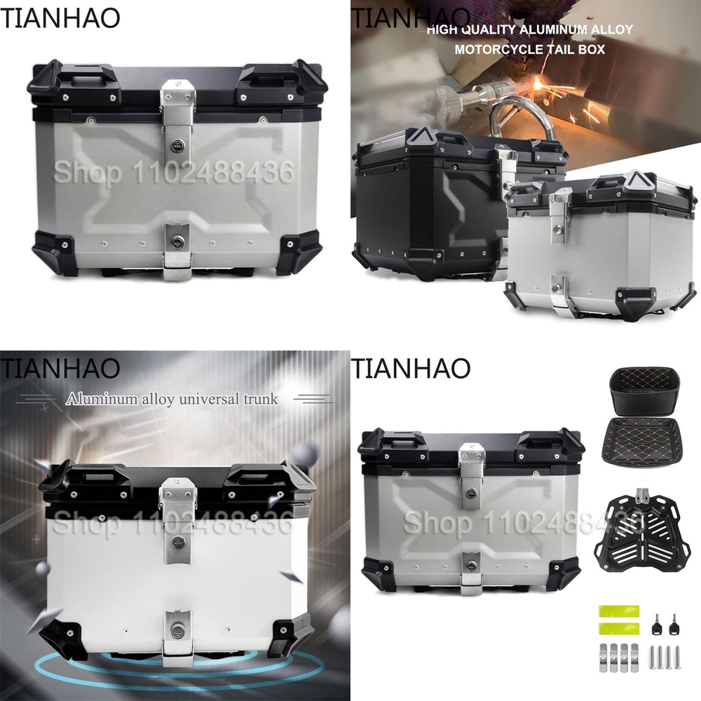 汎用バイクリアトランクトップケース 55L 45L アルミ合 - Aluminum Top Case Luggage Box 45L 55L のレビューと価格