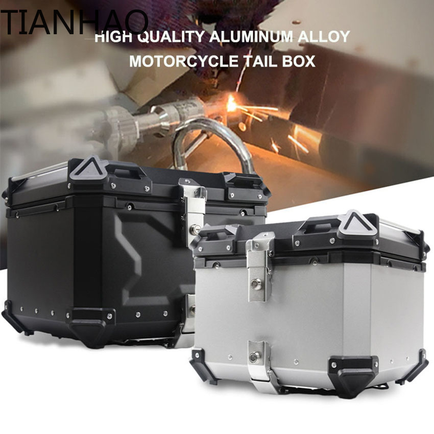 汎用バイクリアトランクトップケース 55L 45L アルミ合 - Aluminum Top Case Luggage Box 45L 55L のレビューと価格