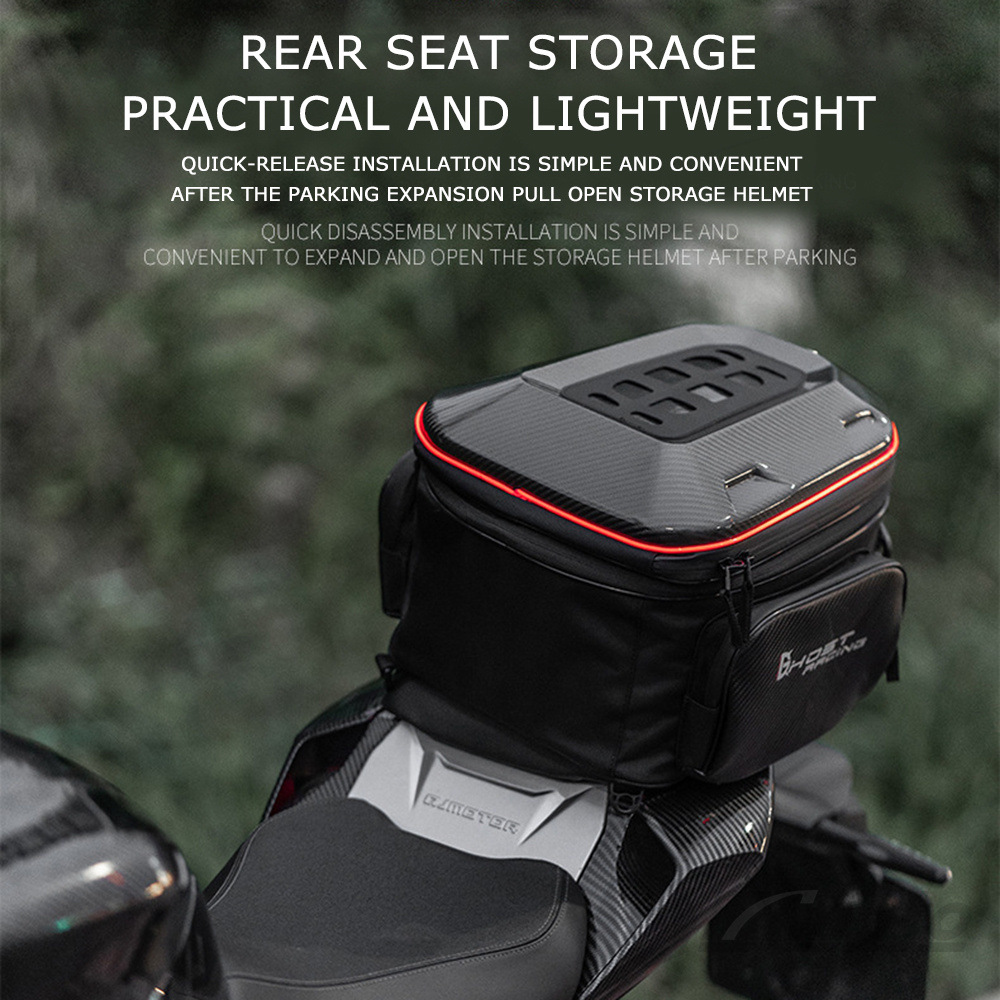 拡張可能なバイク用リアシートヘルメットバッグ。ハードシェル、 - Motorcycle Helmet Backpack Waterproof Led のレビューと価格